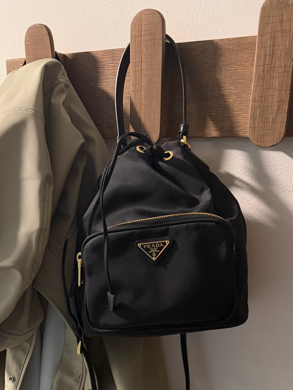 Prada Black Nylon Drawstring Bucket bag